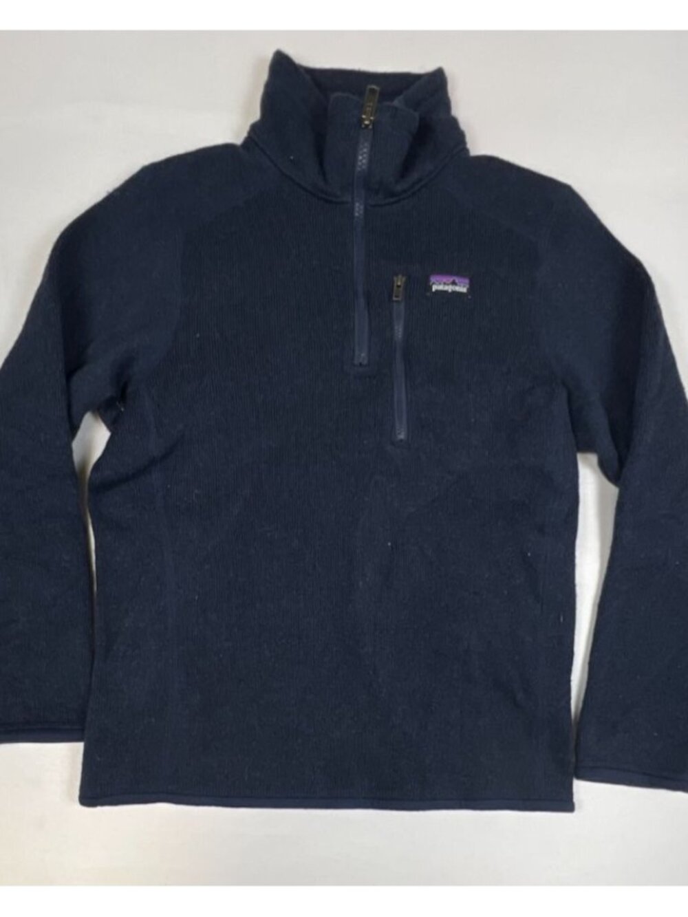 Patagonia Women M 10 Better Sweater 1/4 Zip Fleece Pullover Navy Blue